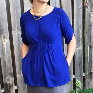 Royal Blue Anthropologie Zip Sweater, Medium